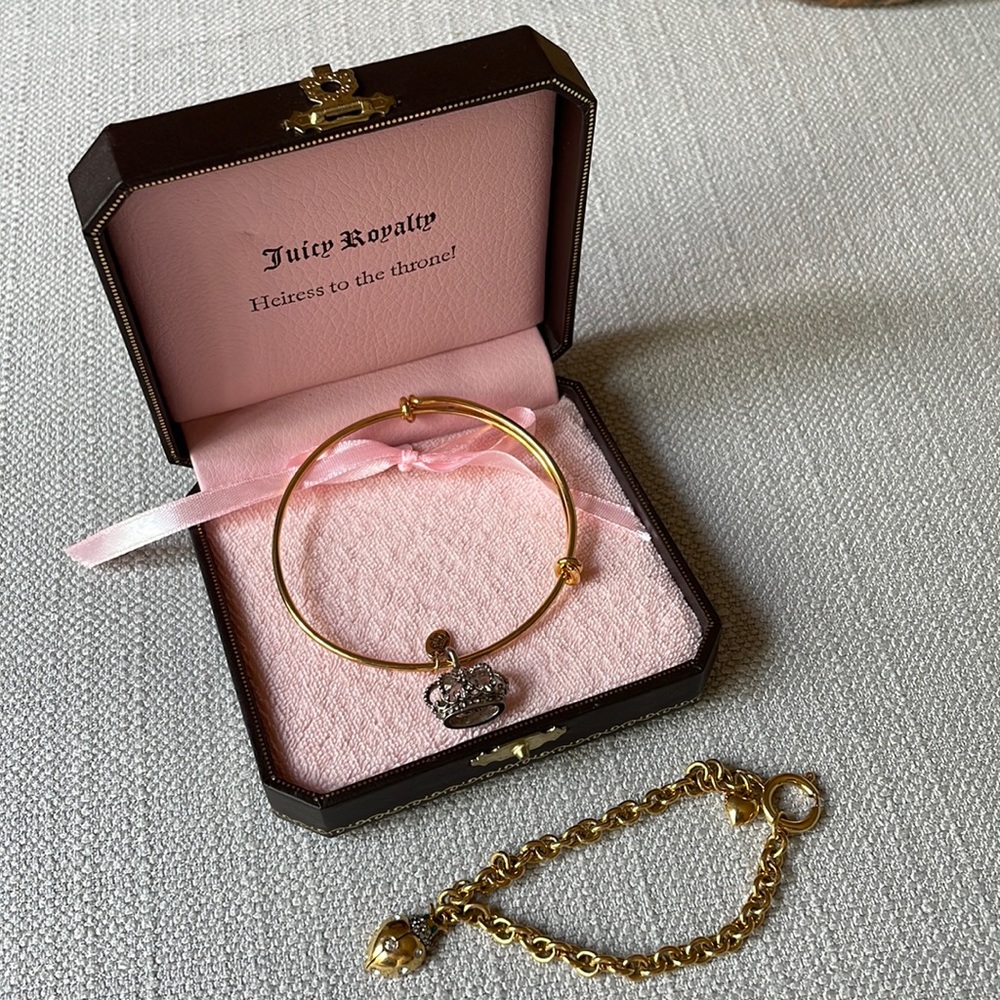 Juicy couture crown bangle & ladybug charm bracelet bundle